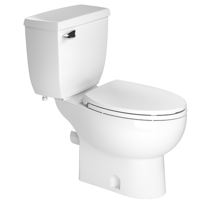 Round and elongated rear discharge toilets