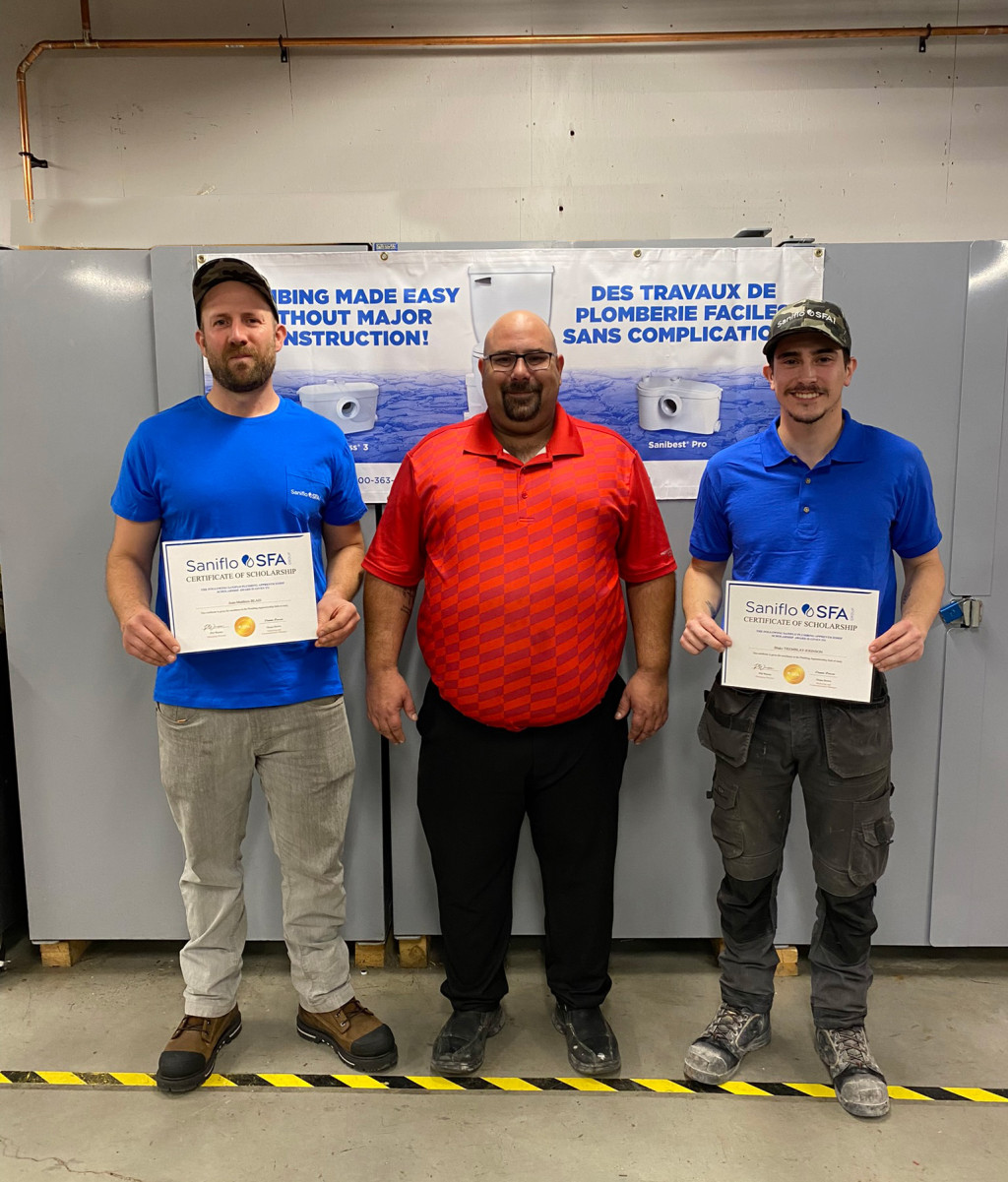 Saniflo Canada Donates Trade-School Scholarships to Plumbing Apprentices